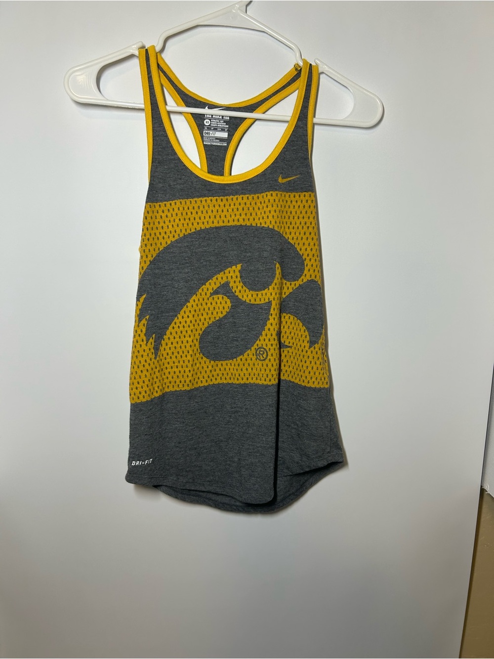 Nike Women’s Grey and Gold Iowa Hawkeye Tank
